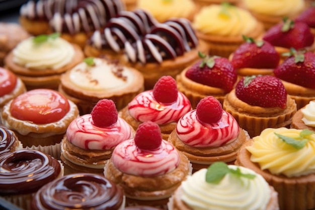 Photo macro shot of pastries with various fillings