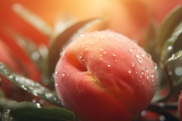 Macro shot of a peach showcasing its delicate fuzz 00071 01