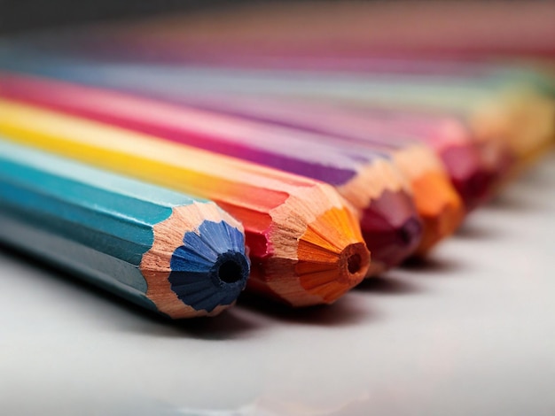 Photo macro shot photography of circular colored pencils