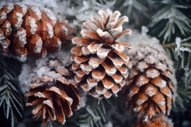 Macro shot of pine cone scales and seeds created with generative ai