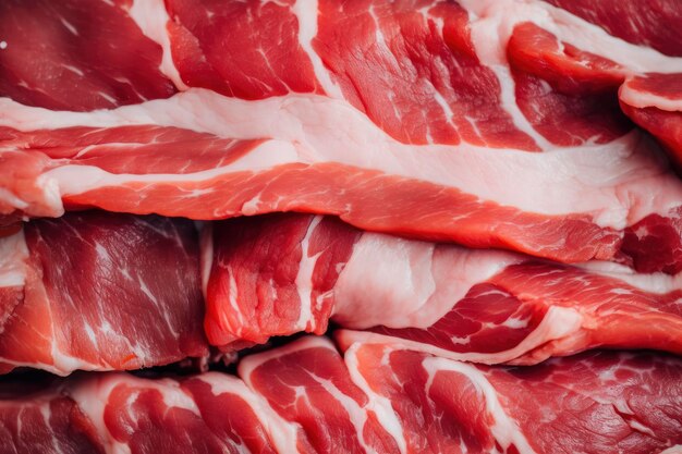 Macro shot of pork meat meat textured background beef steak is raw and juicy