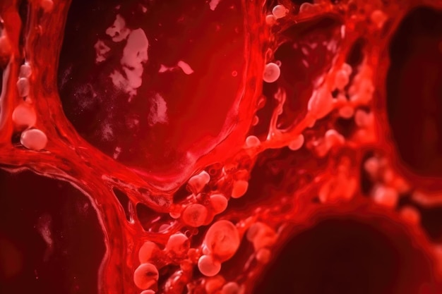 Macro shot of red blood cells in artery Generative AI