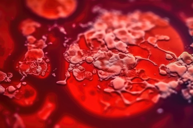 Macro shot of red blood cells in artery Generative AI