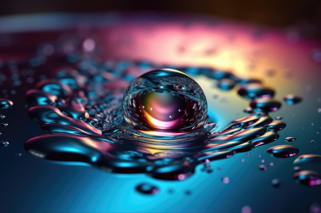 Macro shot of a single water droplet on a surface Generative AI