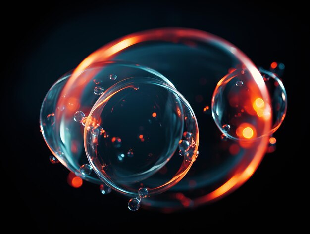 Macro shot of a soap bubble on a black background