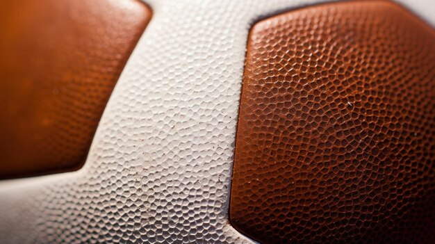 A macro shot of a soccer ball highlighting its texture and intricate details