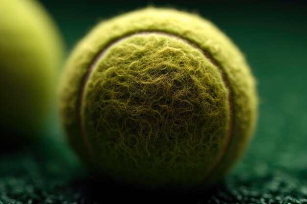 Macro shot of a tennis ball focusing on the intricate detail of the felt surface