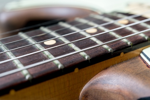 Macro shot of vintage electric guitar