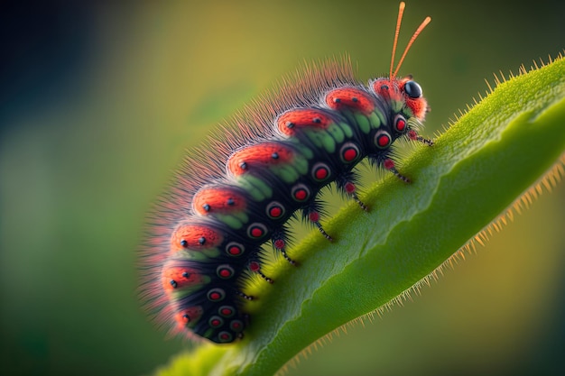 Macro shots Beautiful nature scene Close up beautiful caterpillar of butterfly