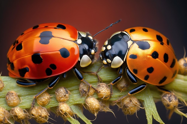 Macro shots of ladybirds and ladybugs