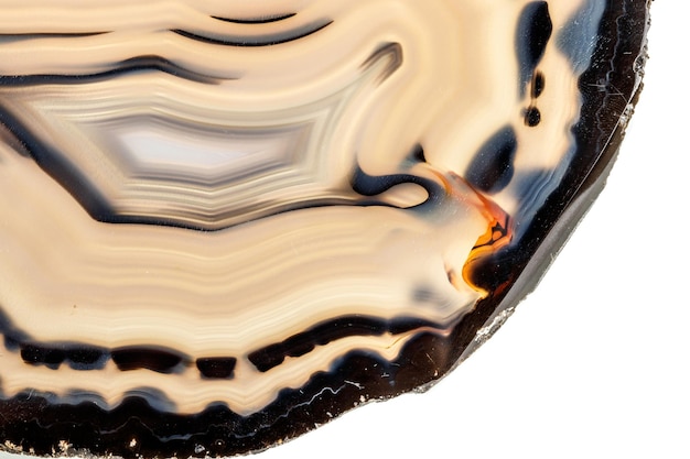 Macro stone Agate mineral on white background