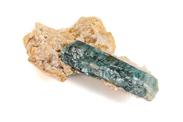 Macro stone Apatite mineral on white background