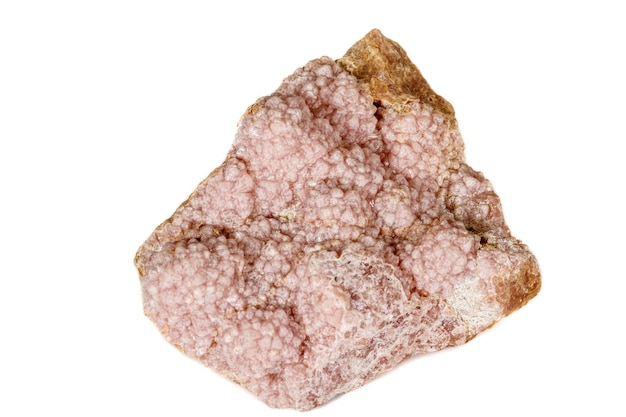 Macro stone cobalt calcite mineral on white background close up