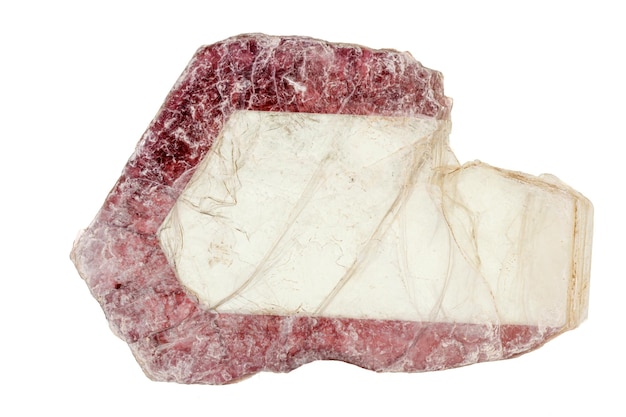 Macro stone Lepidolite mineral on white background