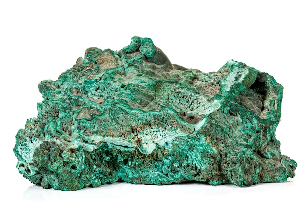 Macro stone Malachite mineral on white background