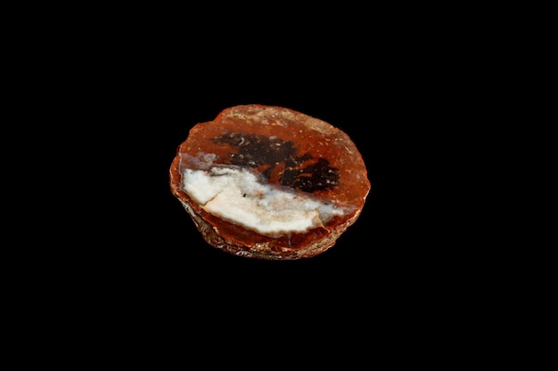 Macro stone mineral agate on black background