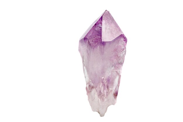 Macro stone mineral amethyst on a white background