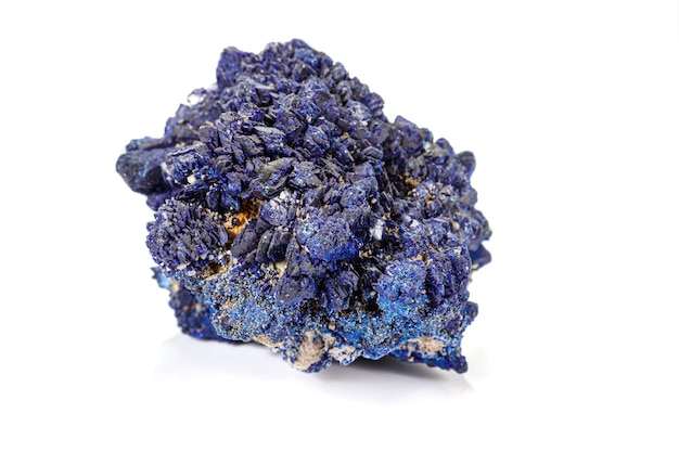 Macro stone mineral Azurite Malachite on a white background close up