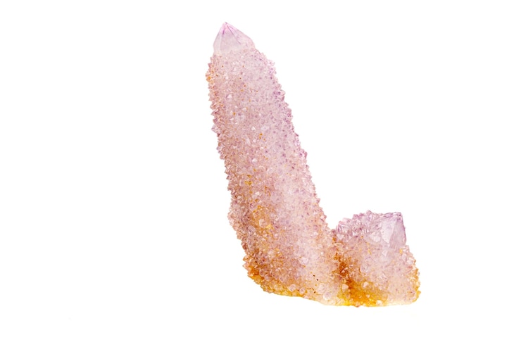 Photo macro stone mineral cactus quartz amethyst on a white background