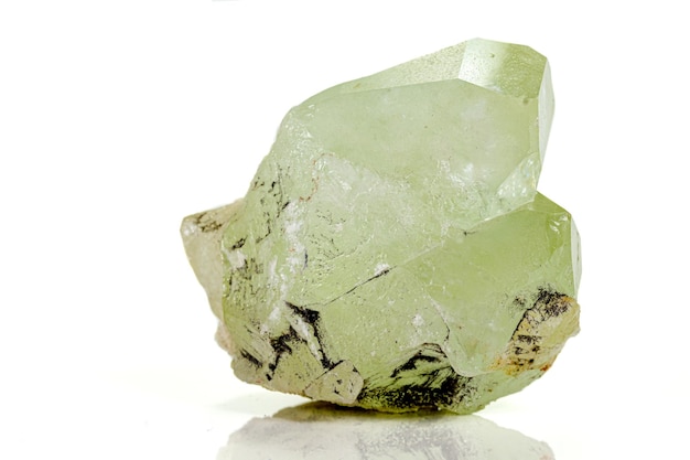 macro stone mineral datolite on a white background