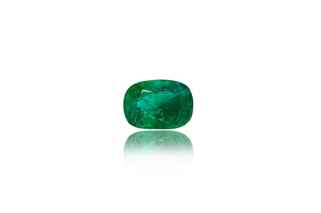 Macro stone mineral Emeralds on a white background