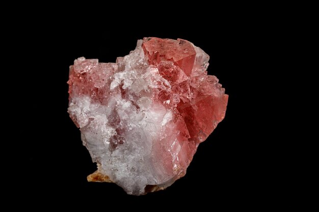 Macro stone mineral Fluorite on a black background close up