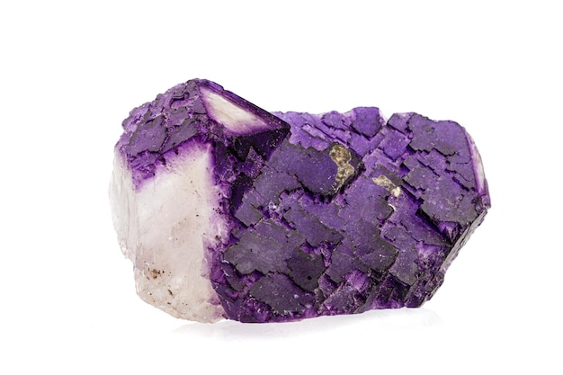 Macro stone mineral fluorite on a white background