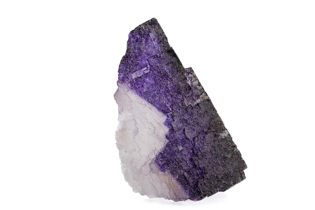 Macro stone mineral fluorite on a white background