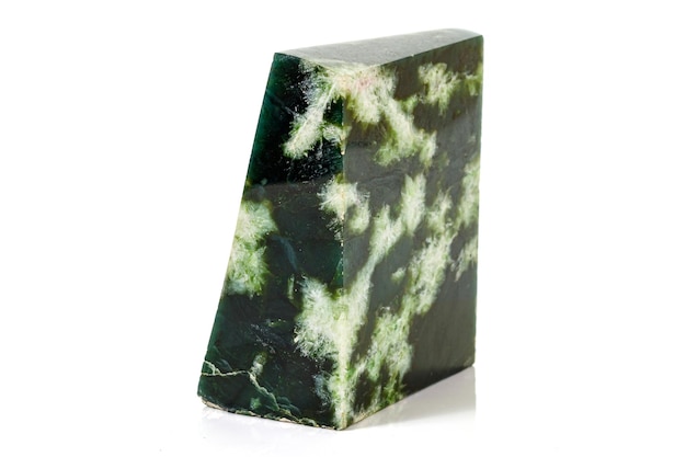 Macro stone Nephrite mineral on white background