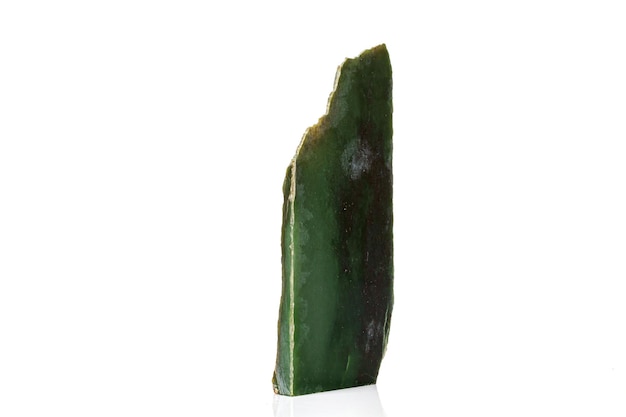 Macro stone Nephrite mineral on white background