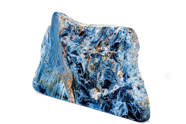 Macro stone Pietersite mineral on white background