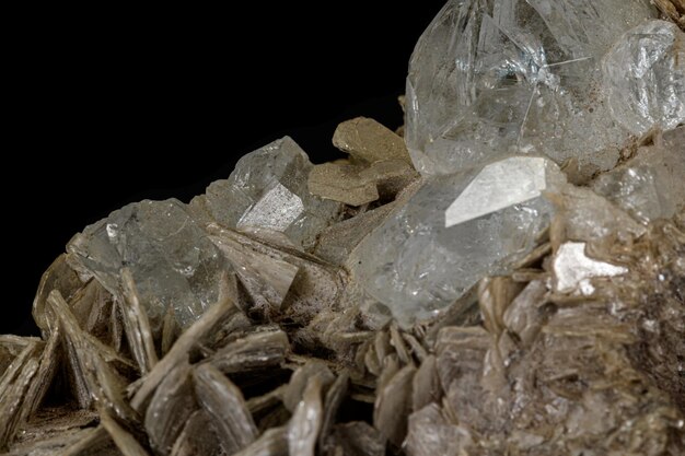 Macro stone Topaz mineral on a black background