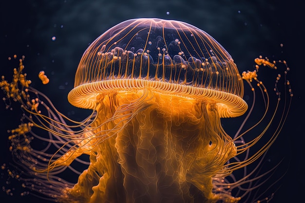 Macro of the stunning chrysaora quinquecirrha jellyfish