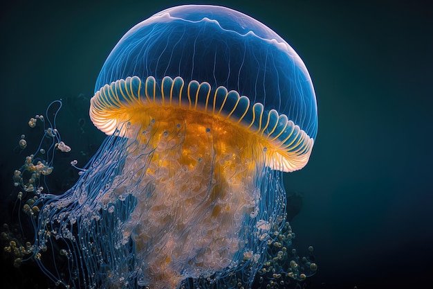Macro of the stunning cyanea capillata jellyfish