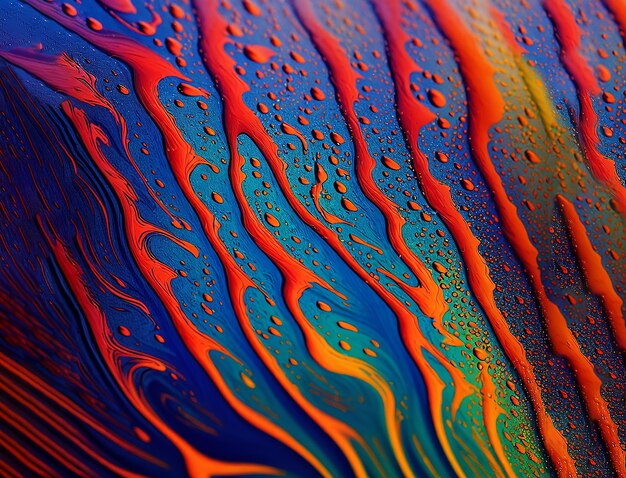 Photo macro texture of abstract colorful liquid oil acrylic glitter marbled background