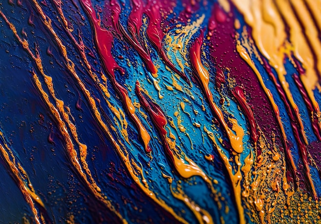 Photo macro texture of abstract colorful liquid oil acrylic glitter marbled background