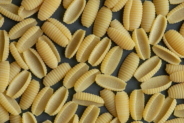 Foto struttura a macroistruzione di pasta cruda