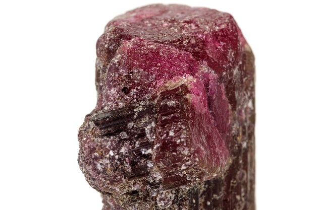 Macro tourmaline mineral stone on white background