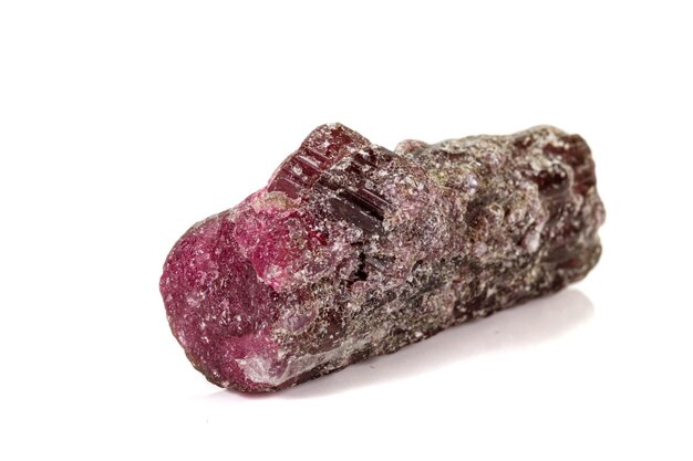 Macro tourmaline mineral stone on white background