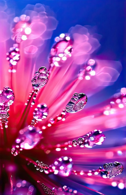 Foto macro van waterdruppels op roze bloemblaadjes abstracte achtergrond