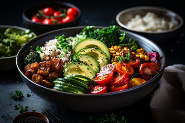 Macro Veggie Bowl dinner Recipe Food Photography