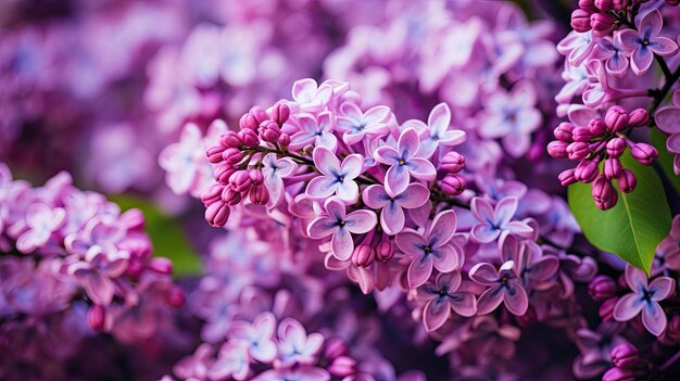 Photo macro view blossoming syringa lilac bush