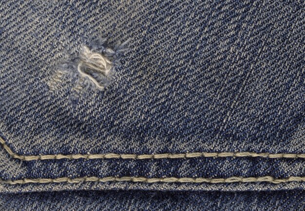 Macro view of blue jeans fabric