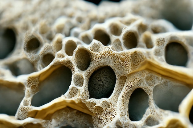 Photo macro view of bone spongy structure illustration 2d illustration