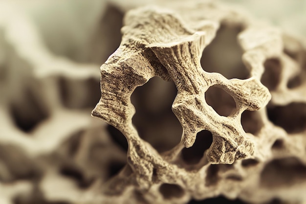 Photo macro view of bone structure illustration 2d illustration