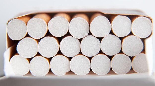 Macro view. Cigarettes in pack