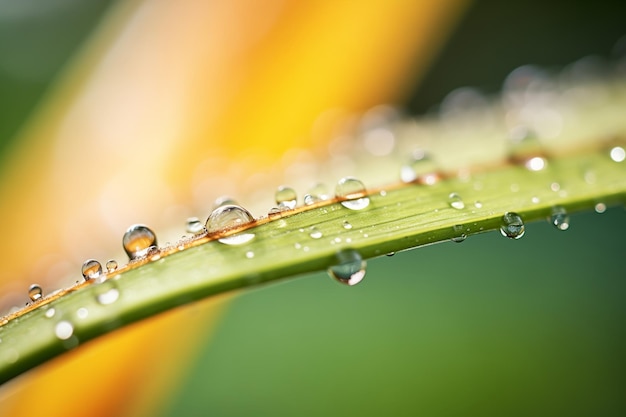 Photo macro view of dewdrops on a leaf