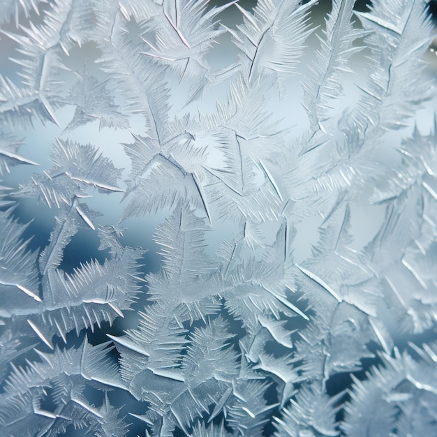 Macro view of frost on a windowpane