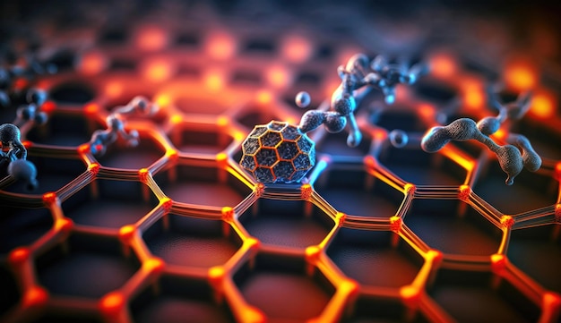 Photo macro view of graphene structure nanotechnology innovation and scientific discovery futuristic