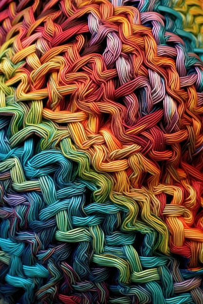 Macro view of intricate fabric weave created with generative ai